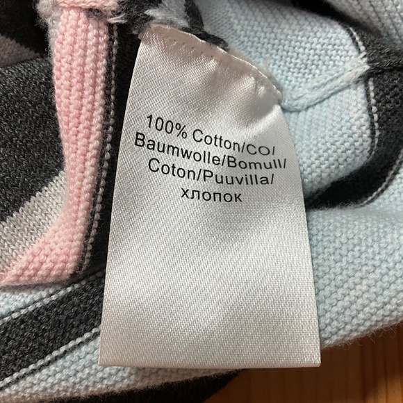 MARBLE Scotland 100% Cotton Lightweight Stripe Vee Neck Sweater Sz XL - Picture 8 of 9